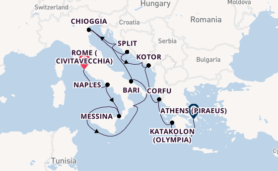 Mediterranean Sea from Rome (Civitavecchia), Italy with the Viking Sky