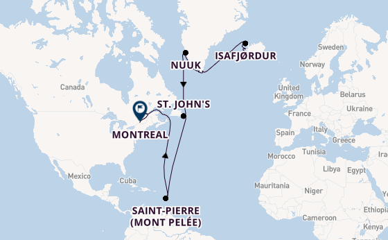 trans-Atlantisch vanaf Reykjavik, IJsland met de Azamara Journey