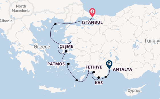 Oostelijke Middellandse Zee vanaf Istanbul, Turkije met de Star Flyer