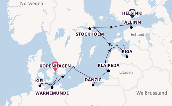 Ostsee ab Kopenhagen, Dänemark auf der Insignia
