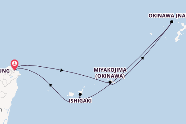 Ostasien ab Keelung, Taiwan auf der MSC Bellissima