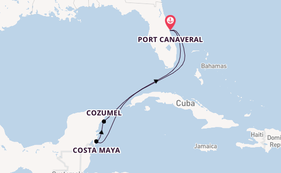 Western Caribbean from Port Canaveral, Florida, USA with the Adventure of the Seas