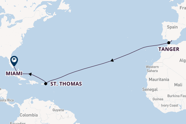 trans-Atlantisch vanaf Málaga, Spanje met de Azamara Onward