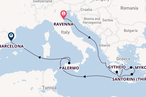 Mediterranean from Ravenna, Italy with the Seven Seas Prestige
