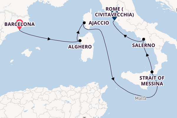 Western Mediterranean from Barcelona, Spain with the Queen Victoria