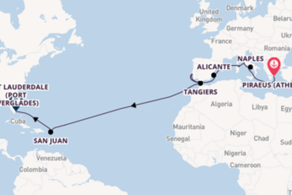 Transatlantic & Repositioning from Piraeus (Athens), Greece with the Zuiderdam