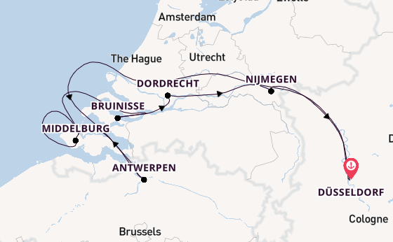 Rijn vanaf Düsseldorf, Duitsland met de VIVA TIARA