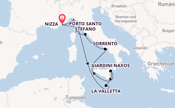 Westliches Mittelmeer ab Nizza, Frankreich auf der Silver Shadow