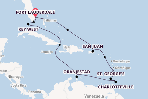 Caribbean vanaf Fort Lauderdale, Verenigde Staten met de Volendam