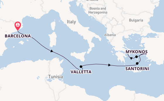 Mediterranean Sea from Barcelona, Spain with the Celebrity Xcel