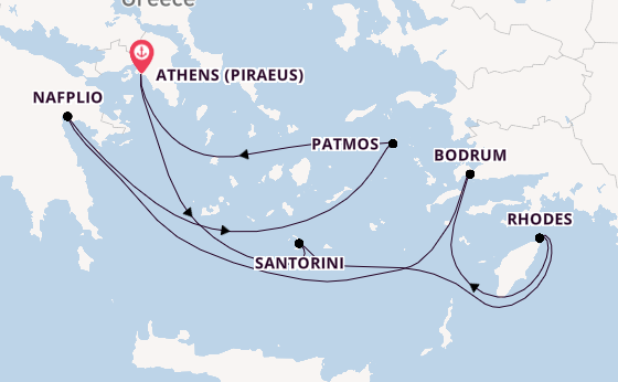 Eastern Mediterranean from Athens (Piraeus), Greece with the Silver Nova