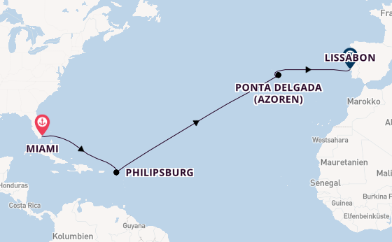 Transatlantik ab Miami auf der MSC Meraviglia