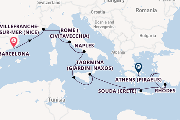 Mediterranean Sea from Barcelona, Spain with the Nieuw Amsterdam