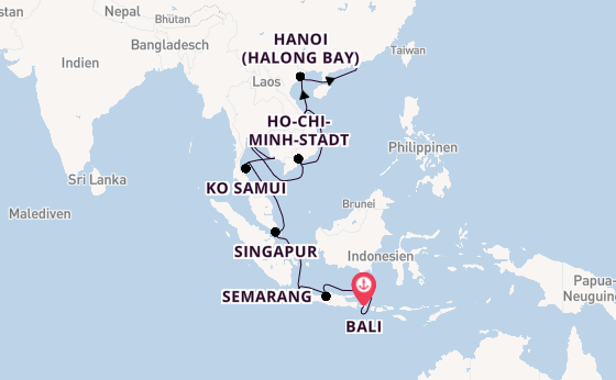 Südostasien ab Bali, Indonesien auf der Vista