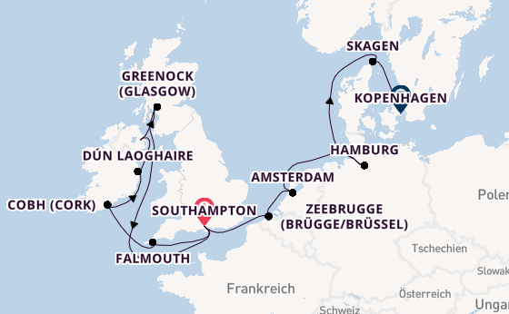 Britische Inseln ab Southampton, Großbritannien auf der Regal Princess