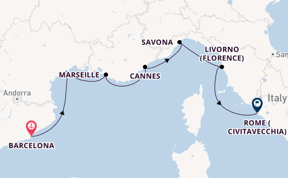 Western Mediterranean from Barcelona, Spain with the Seven Seas Voyager