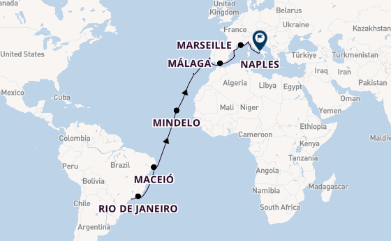 Transatlantic from Santos, Brazil with the MSC Seaview