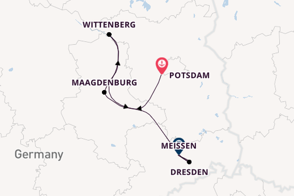 Elbe vanaf Potsdam, Duitsland met de VIVA RUBY