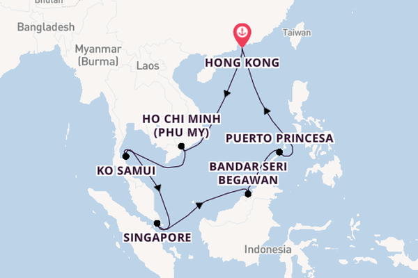 Southeast Asia from Hong Kong, China with the Costa Serena