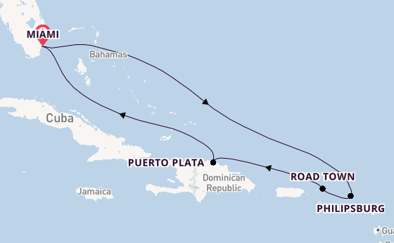 Caribbean from Miami, Florida, USA with the Celebrity Xcel