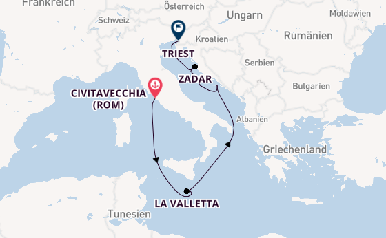 Mittelmeer ab Civitavecchia (Rom), Italien auf der Queen Elizabeth