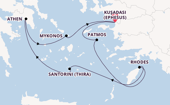 Eastern Mediterranean from Kuşadası (Ephesus), Turkey with the Celestyal Discovery