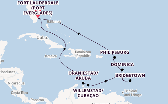 Caribbean from Fort Lauderdale (Port Everglades), Florida, USA with the Caribbean Princess