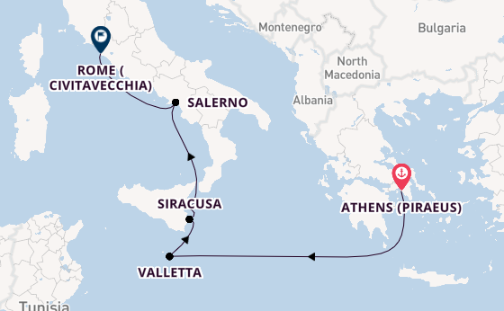 Western Mediterranean from Athens (Piraeus), Greece with the Azamara Onward