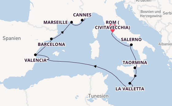 Westliches Mittelmeer ab Civitavecchia (Rom), Italien auf der Nautica