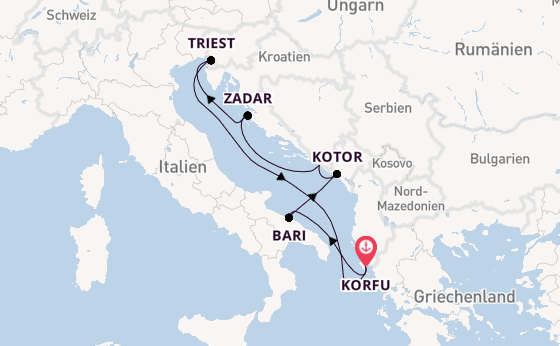 Mittelmeer ab Korfu auf AIDAblu
