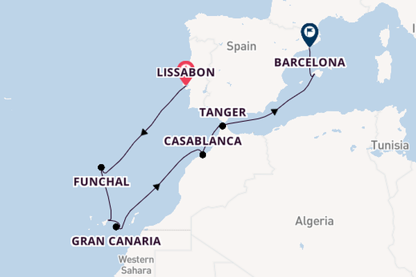 Canarische Eilanden vanaf Lissabon, Portugal met de Mariner of the Seas