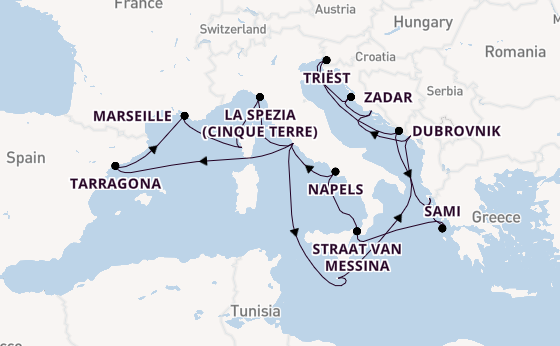 Middellandse Zee vanaf Civitavecchia (Rome), Italië met de Queen Elizabeth