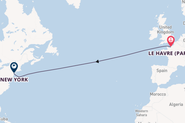 Transatlantic & Repositioning from Le Havre (Paris), France with the Queen Mary 2