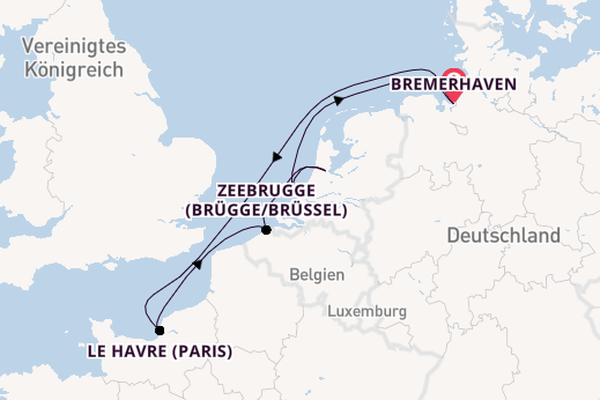Westeuropa ab Bremerhaven, Deutschland auf der Mein Schiff 3