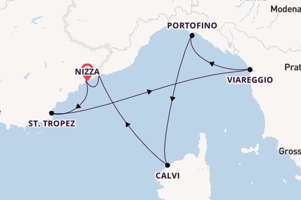 Westliches Mittelmeer ab Nizza, Frankreich auf der SEA CLOUD SPIRIT