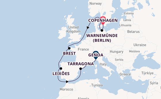 Western Mediterranean from Copenhagen, Denmark with the MSC Magnifica