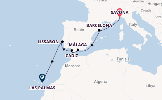 Westelijke Middellandse Zee vanaf Savona, Italië met de Costa Diadema