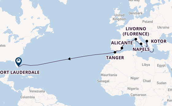 trans-Atlantisch vanaf Athene (Piraeus), Griekenland met de Rotterdam