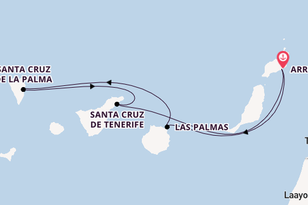 Canary Islands from Arrecife, Lanzarote, Spain with the MSC Euribia