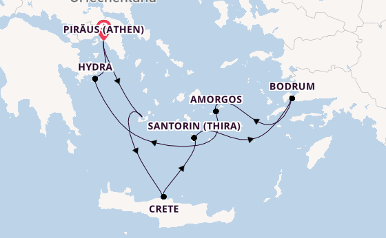 Östliches Mittelmeer ab Piräus (Athen), Griechenland auf der Star Flyer