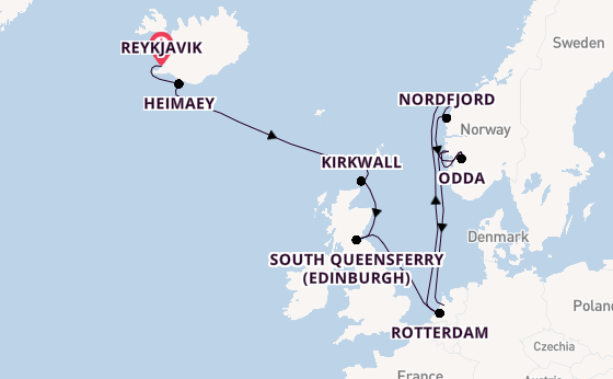 Norway from Reykjavik, Iceland with the Rotterdam