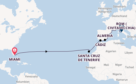Transatlantik ab Miami auf der Sonata (Oceania)