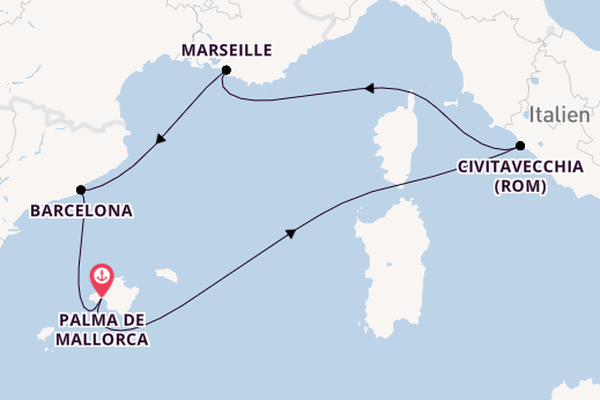 Westliches Mittelmeer ab Palma de Mallorca, Spanien auf der Mein Schiff Flow