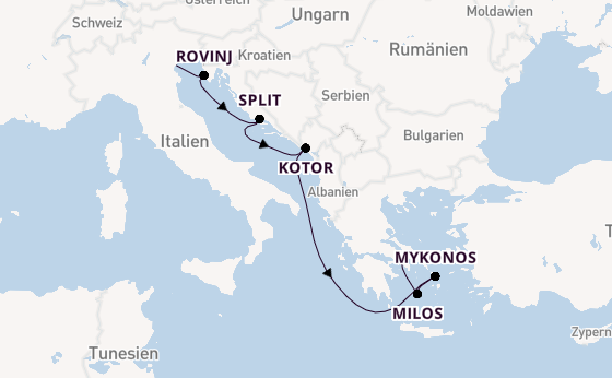 Östliches Mittelmeer ab Fusina (Venedig) auf der EXPLORA II
