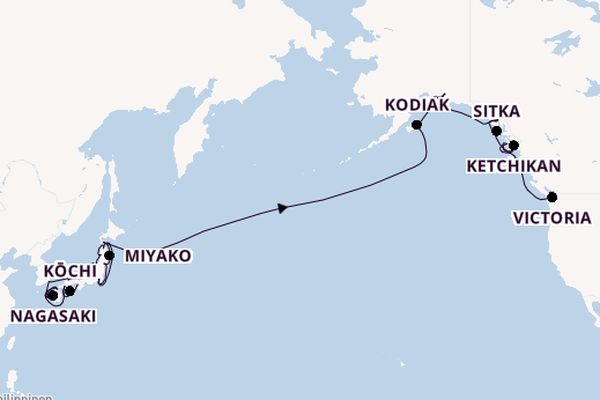 Transpazifik ab Kobe, Japan auf der Azamara Pursuit