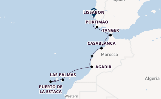 Canarische Eilanden vanaf Santa Cruz de Tenerife, Tenerife, Spanje met de MS EUROPA 2