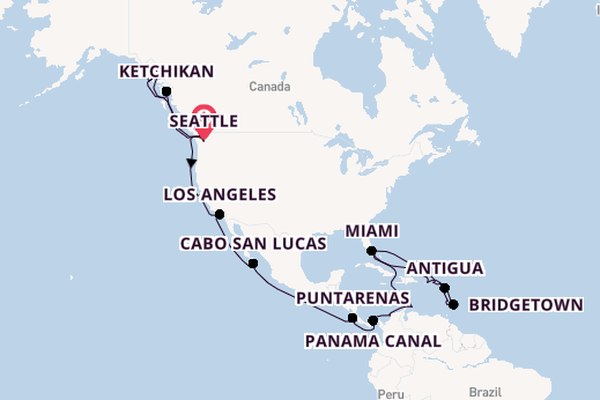 Caribbean from Seattle, Washington, USA with the Queen Elizabeth