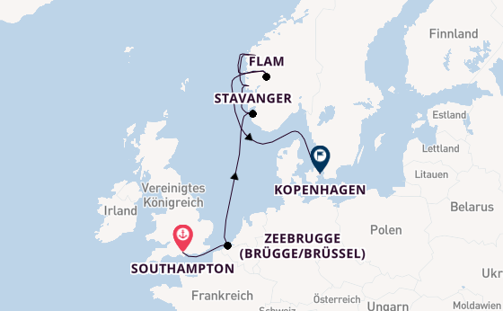 Norwegen ab Southampton, Großbritannien auf der EXPLORA IV