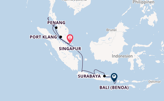 Südostasien ab Singapur, Singapur auf der Seven Seas Navigator