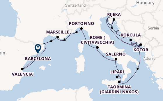 Mediterranean Sea from Dubrovnik, Croatia with the Seabourn Ovation 